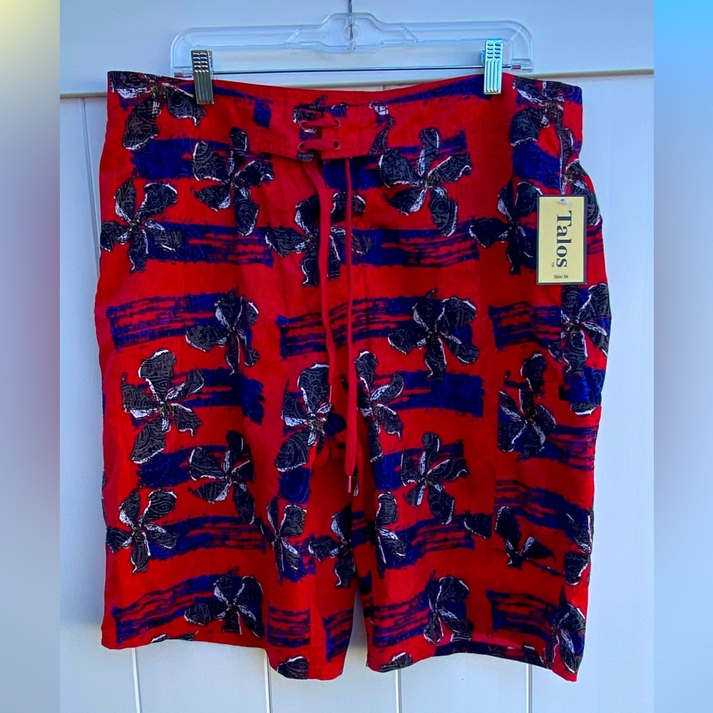 NWT Talos men’s blue/red printed swim trunk 🏖️ - size 36 waist